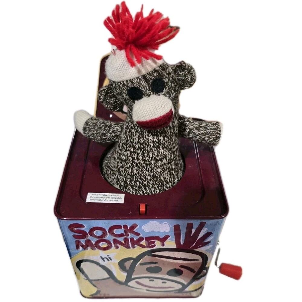 Schylling Musical Sock Monkey Jack in the Box Toy Tested Works